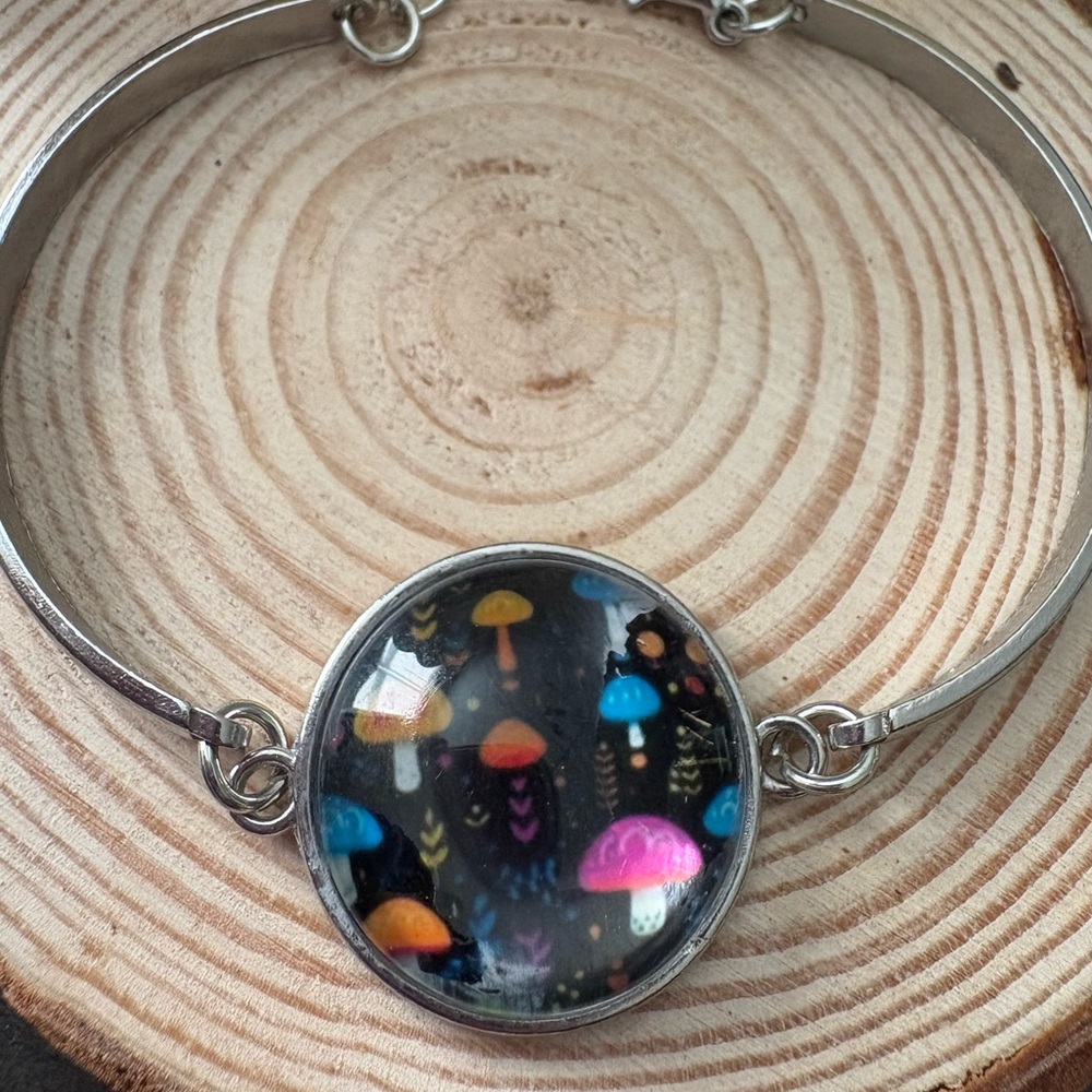 Handcrafted Neon Mushroom Bracelet